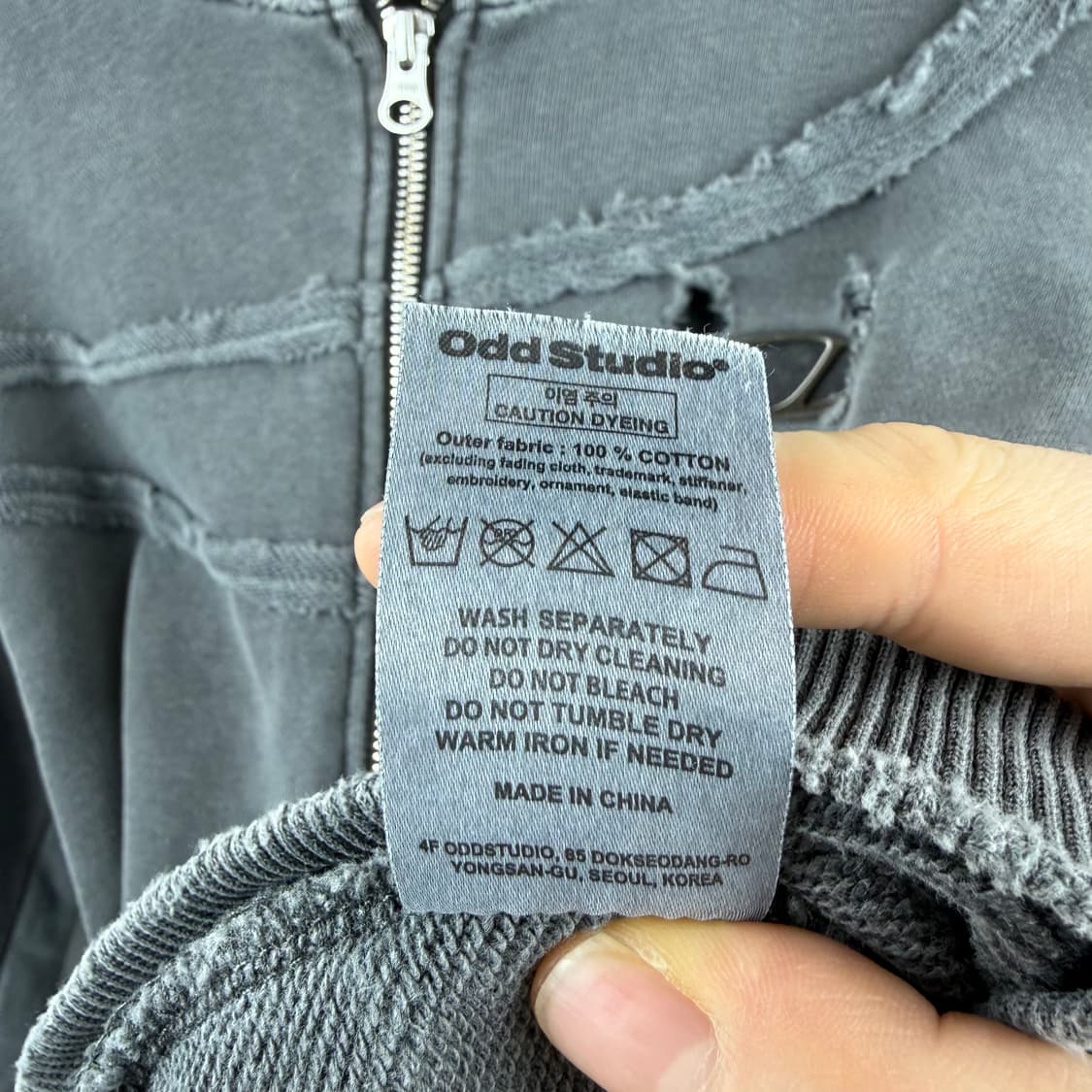 (F) 오드스튜디오 크롭 후드집업 차콜 상품이미지6