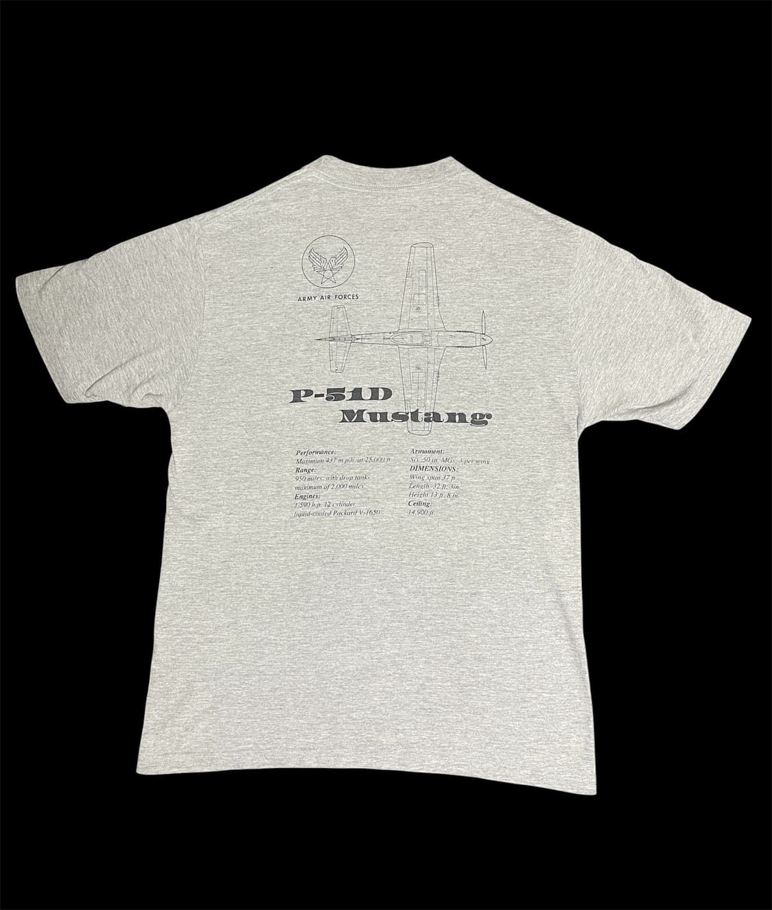 빈티지 버즈릭슨 USAAF P-51D 머스탱 전투기 티셔츠 / L 상품이미지2