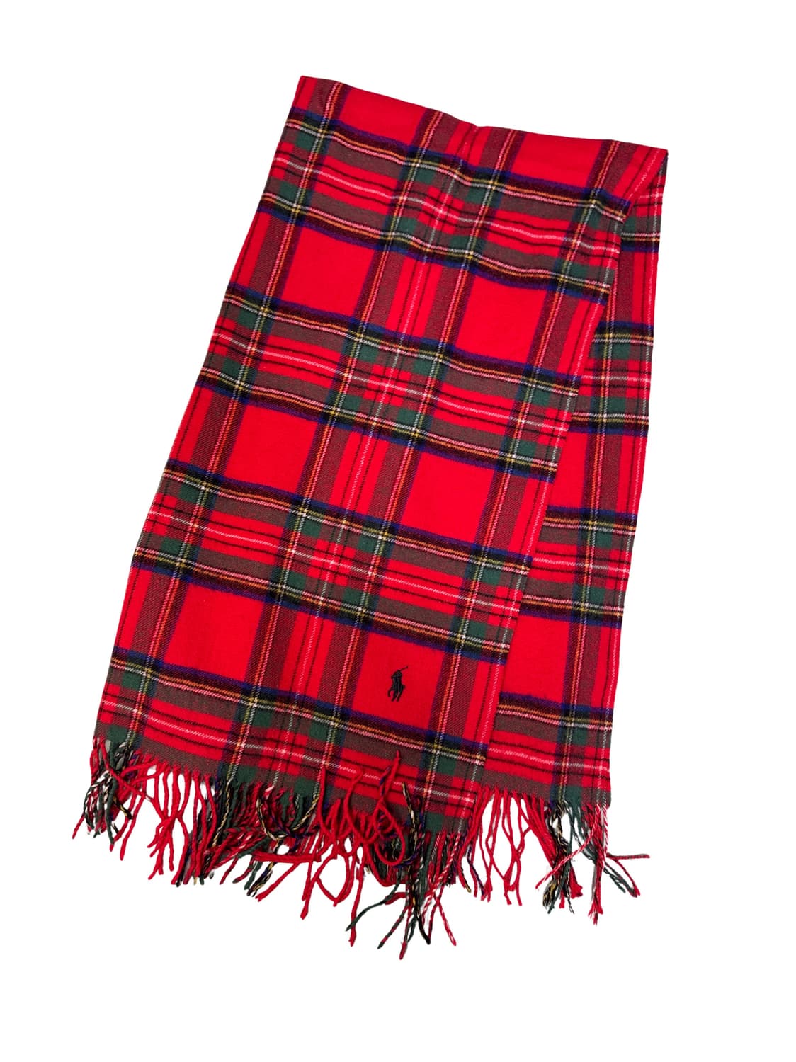 빈티지 90s 랄프로렌 숄 울 머플러 타탄체크 레드 OS 상품이미지1