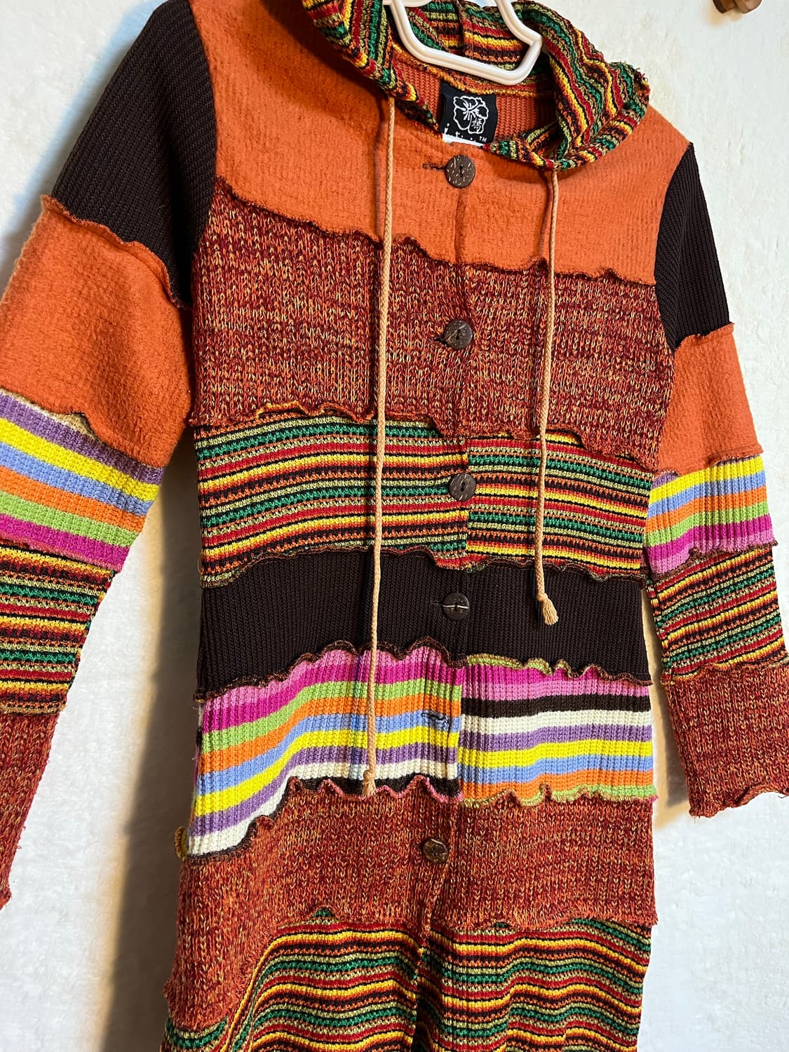 빈티지 패치 니트 원피스 후드 가디건 아우터 상품이미지2