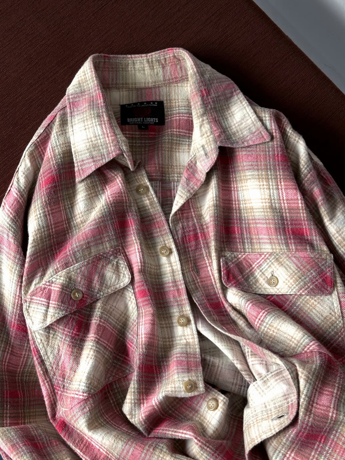 Cotton woven nel check wide shirt 상품이미지2