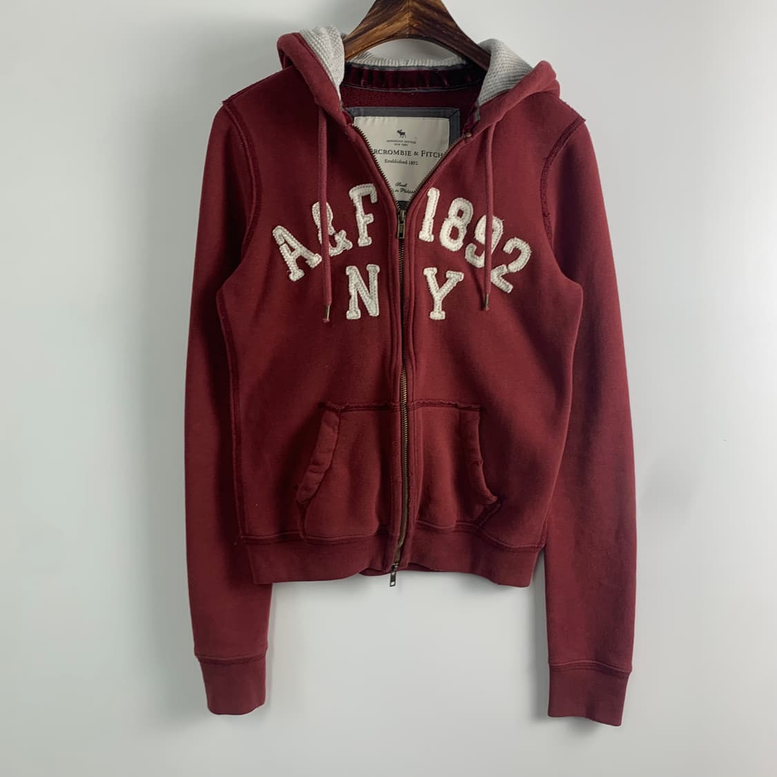 아베크롬비 y2k 와투케 헤비코튼 버건디 후드집업 상품이미지3