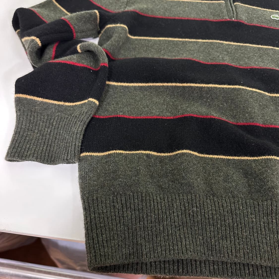 95 라코스테 카키블랙 카라넥 반집업니트 상품이미지4