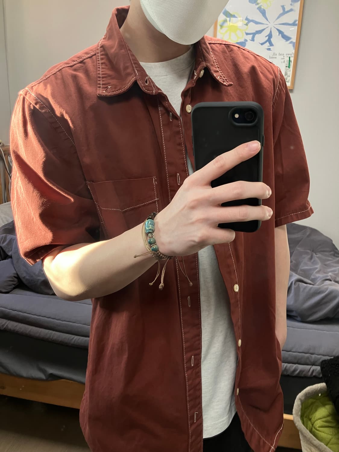 ZARA 반팔셔츠 L 버건디 상품이미지1