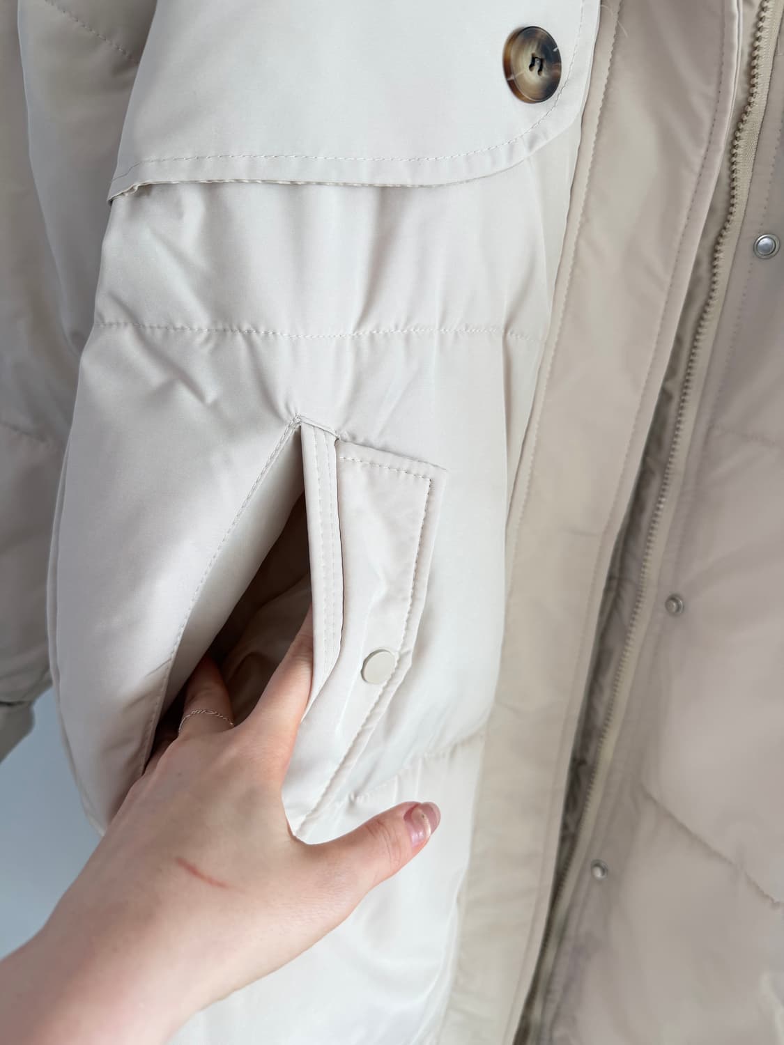 연베이지 후드 롱패딩 상품이미지2