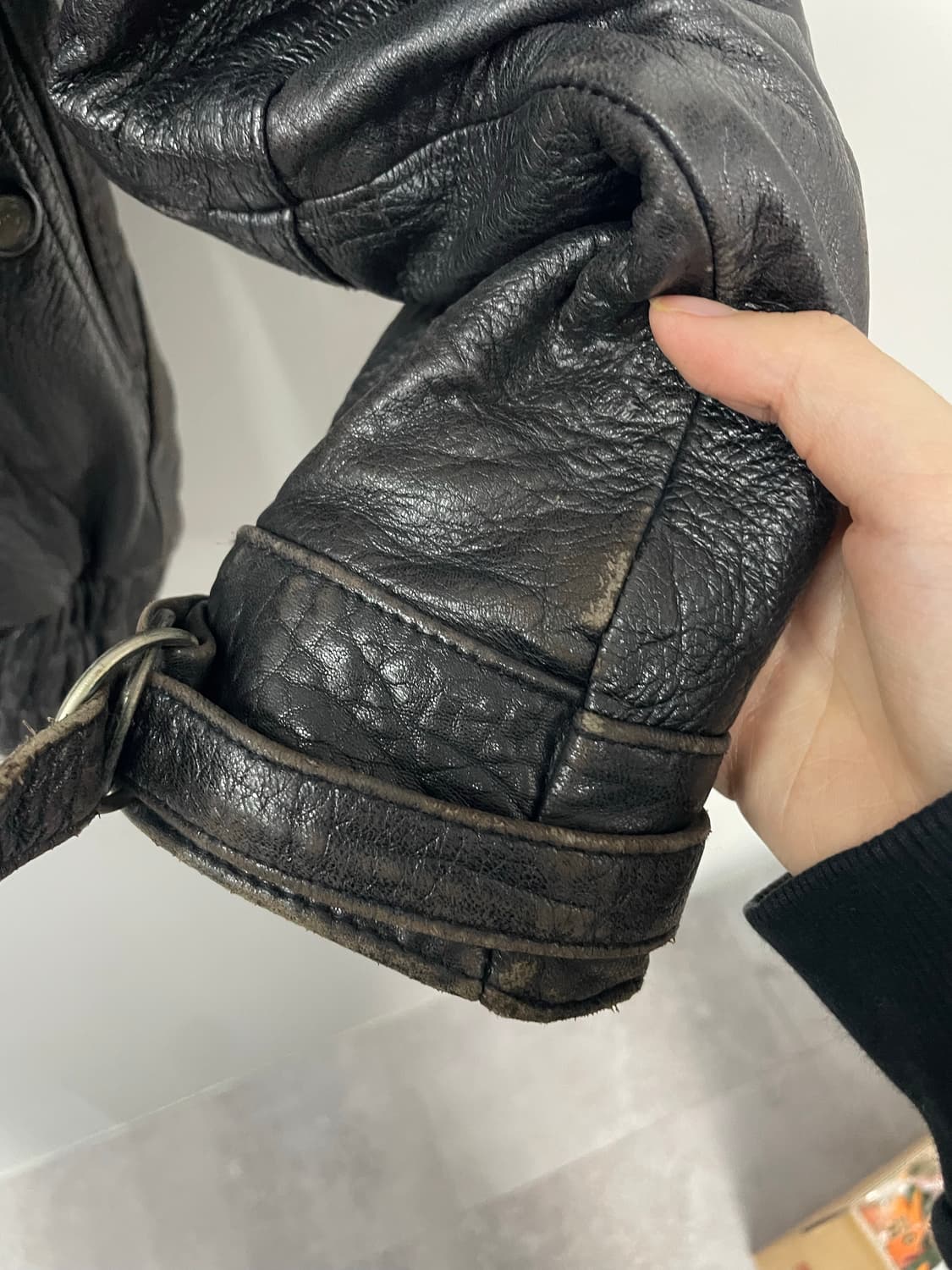 빈티지 양가죽 A-2 블랙 레더 봄버 자켓 H2361 상품이미지6