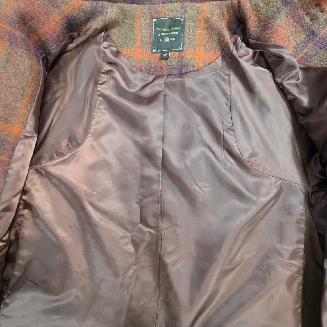 1610 Thursday Island 써스데이아일랜드 울 체크 하프코트 상품이미지5