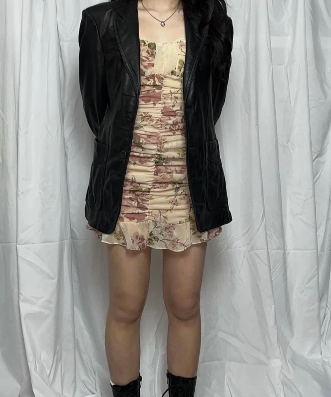 빈티지 양가죽 블레이저 가죽 자켓 백예린무드 상품이미지3