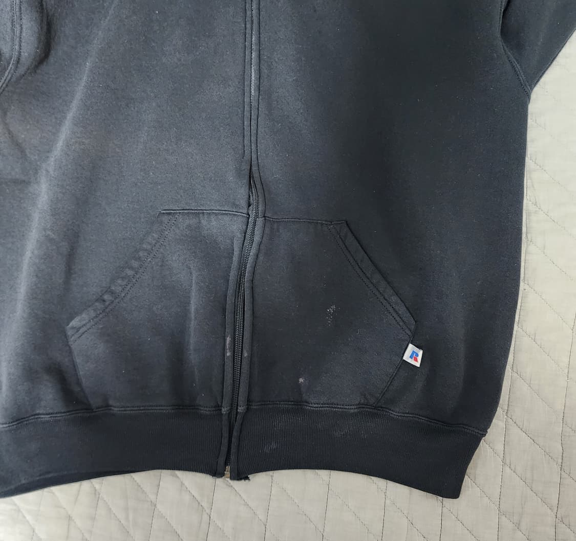 [XL] 90s 러셀 애슬레틱 빈티지 후드집업 블랙 ver. 블리칭 상품이미지2