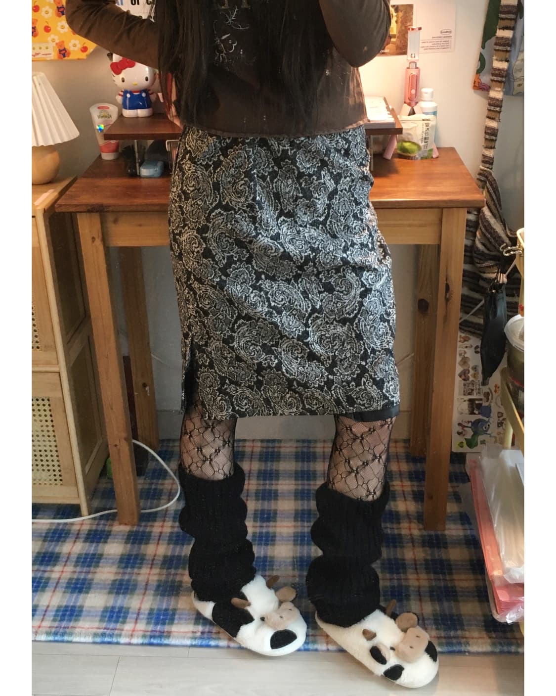 vintage paisley midi skirt black 상품이미지1