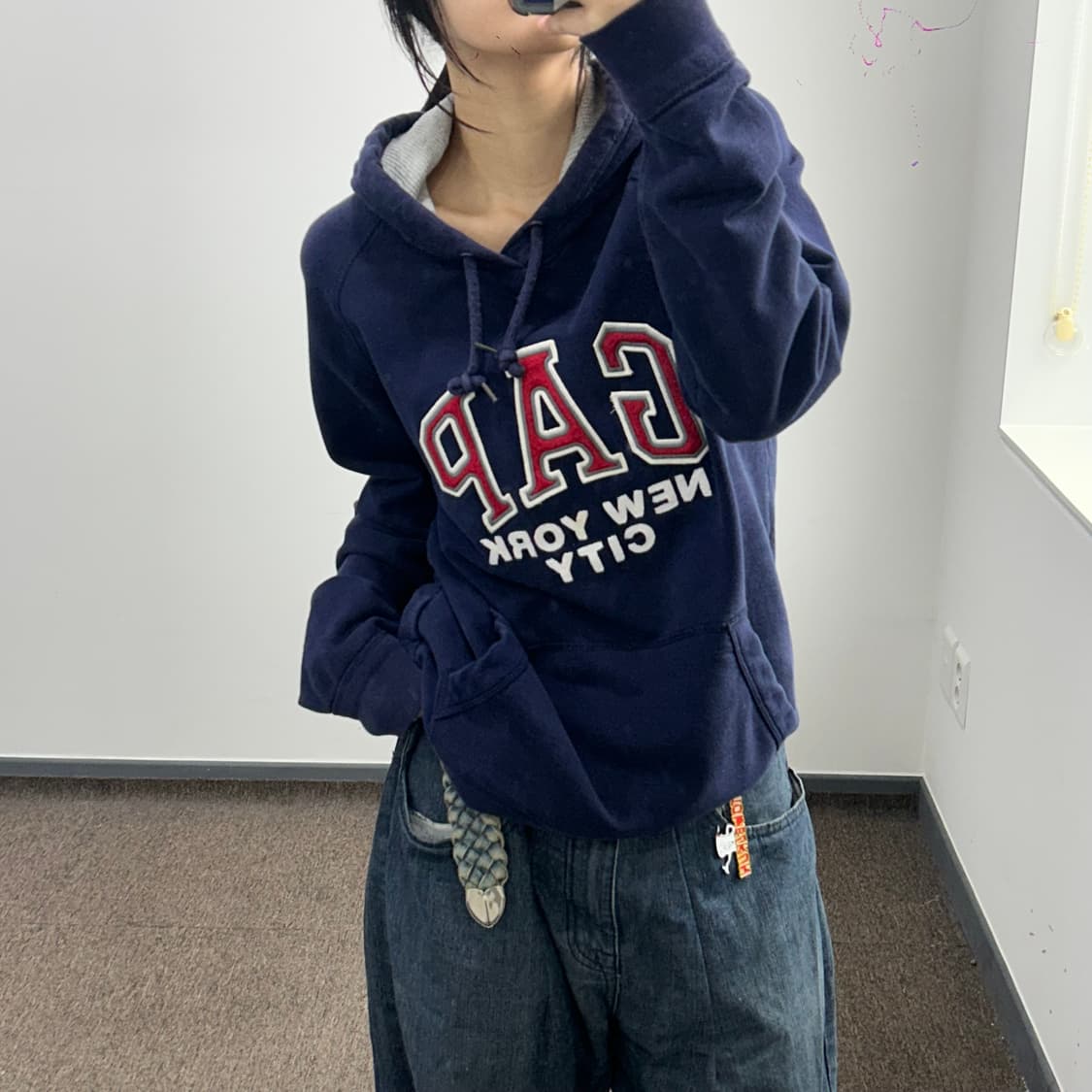 Gap 갭 레드로고 네이비 후드티 상품이미지1