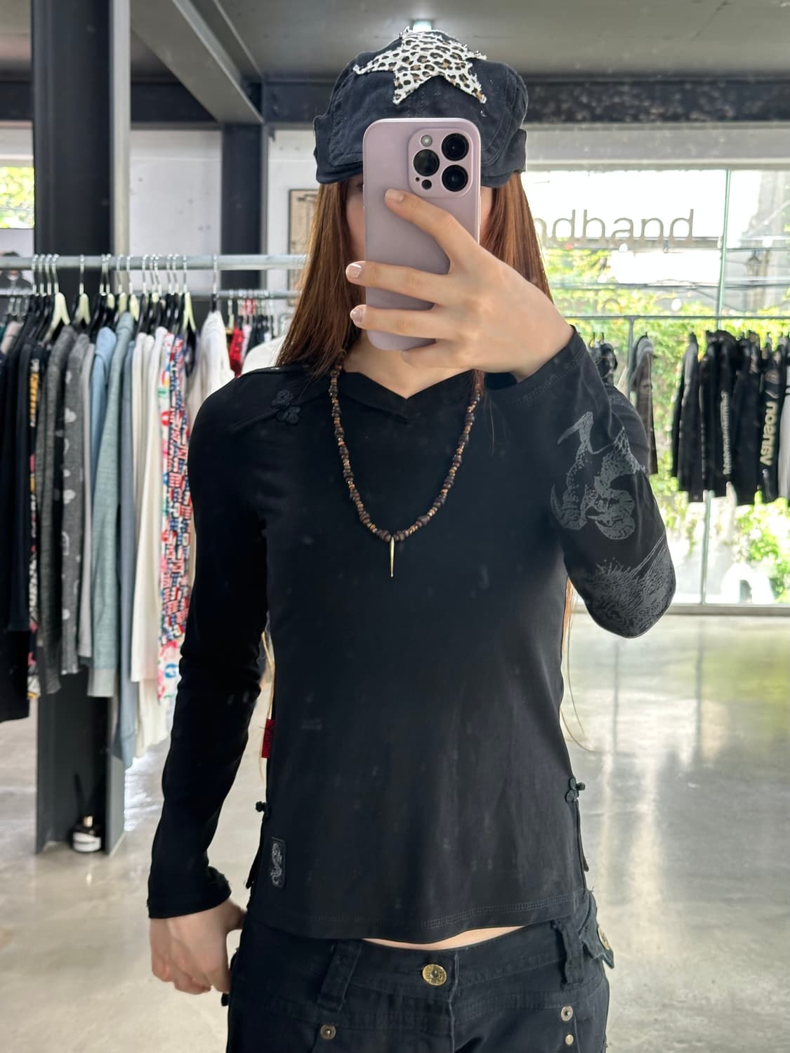 오즈온 Ozz on 오리엔탈 드래곤 스터드 슬릿 롱슬리브 상품이미지2