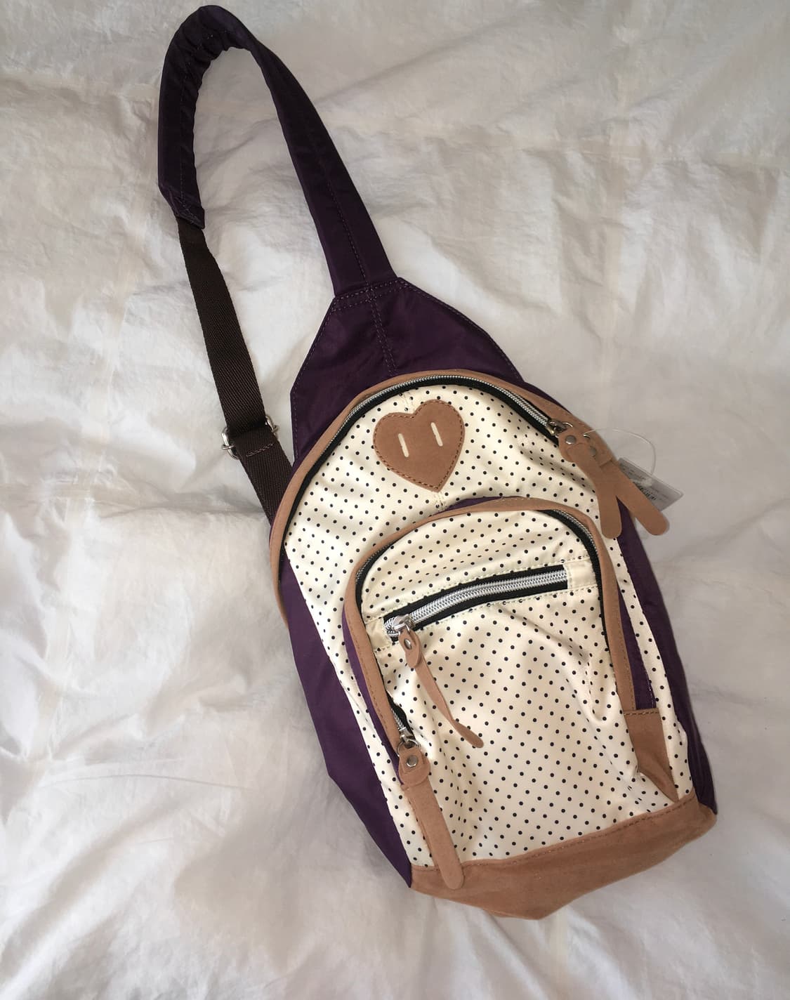 핀터레스트 도트 하트 새틴 슬링백 백팩 숄더백 라떼갸루 고프코어 상품이미지3