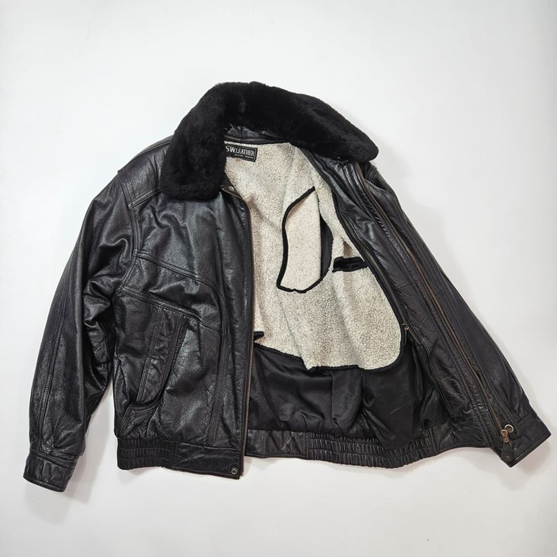 SW LEATHER 빈티지 소가죽 봄버 자켓 L 상품이미지5