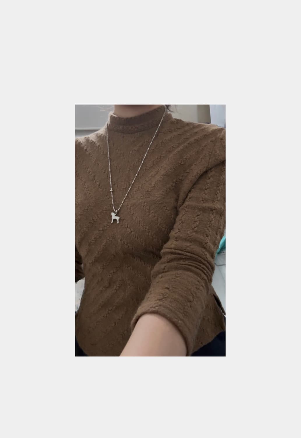 빈티지 크링클 브라운 탑 긴소매 상의 상품이미지1