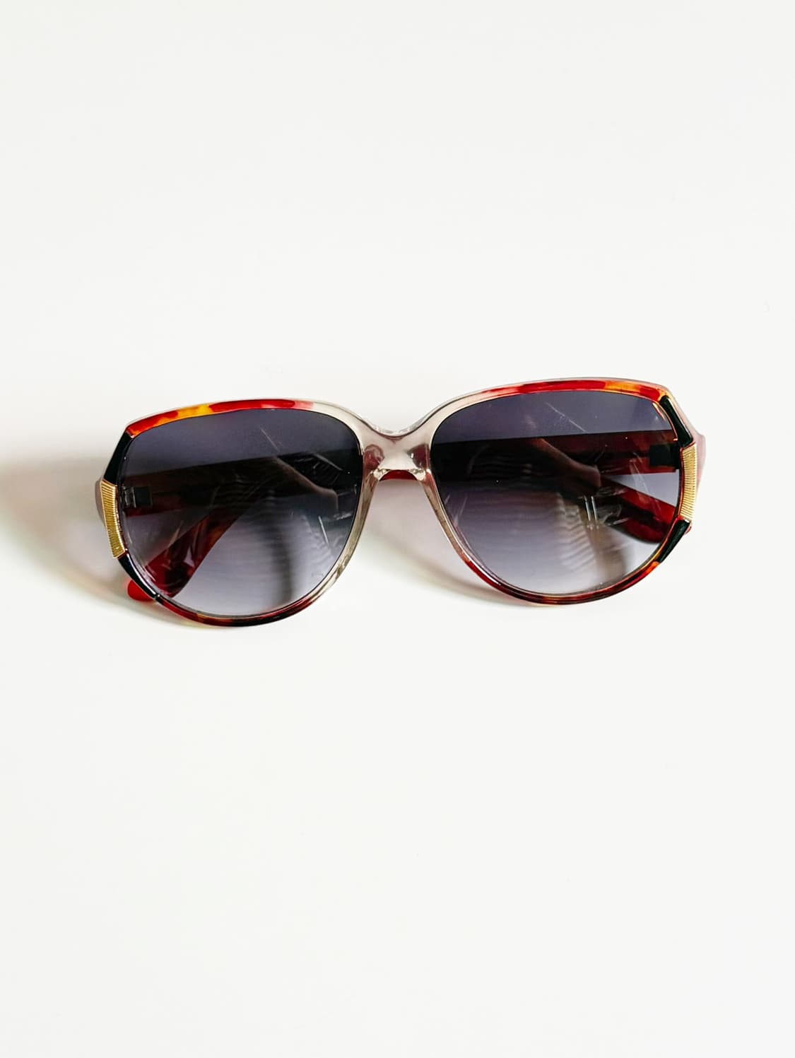 90s 투톤 토터스쉘 클리어 오벌 스퀘어 빈티지 선글라스 상품이미지2