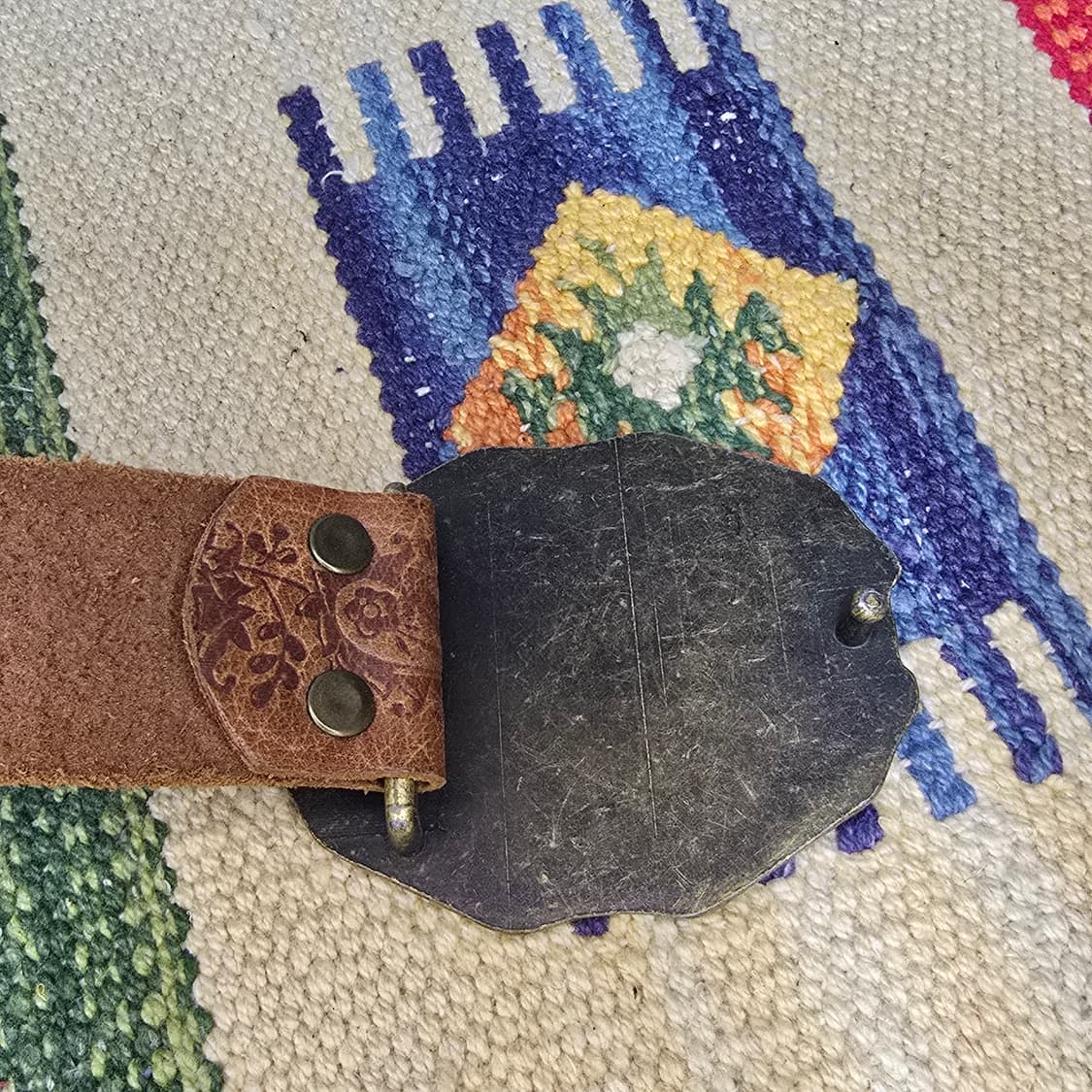 Vintage western belt 카우레더 브론즈버클 34 상품이미지3