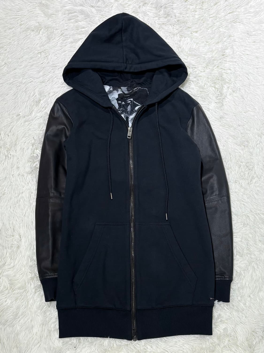 디젤 레더 슬리브 롱 후드집업 상품이미지4