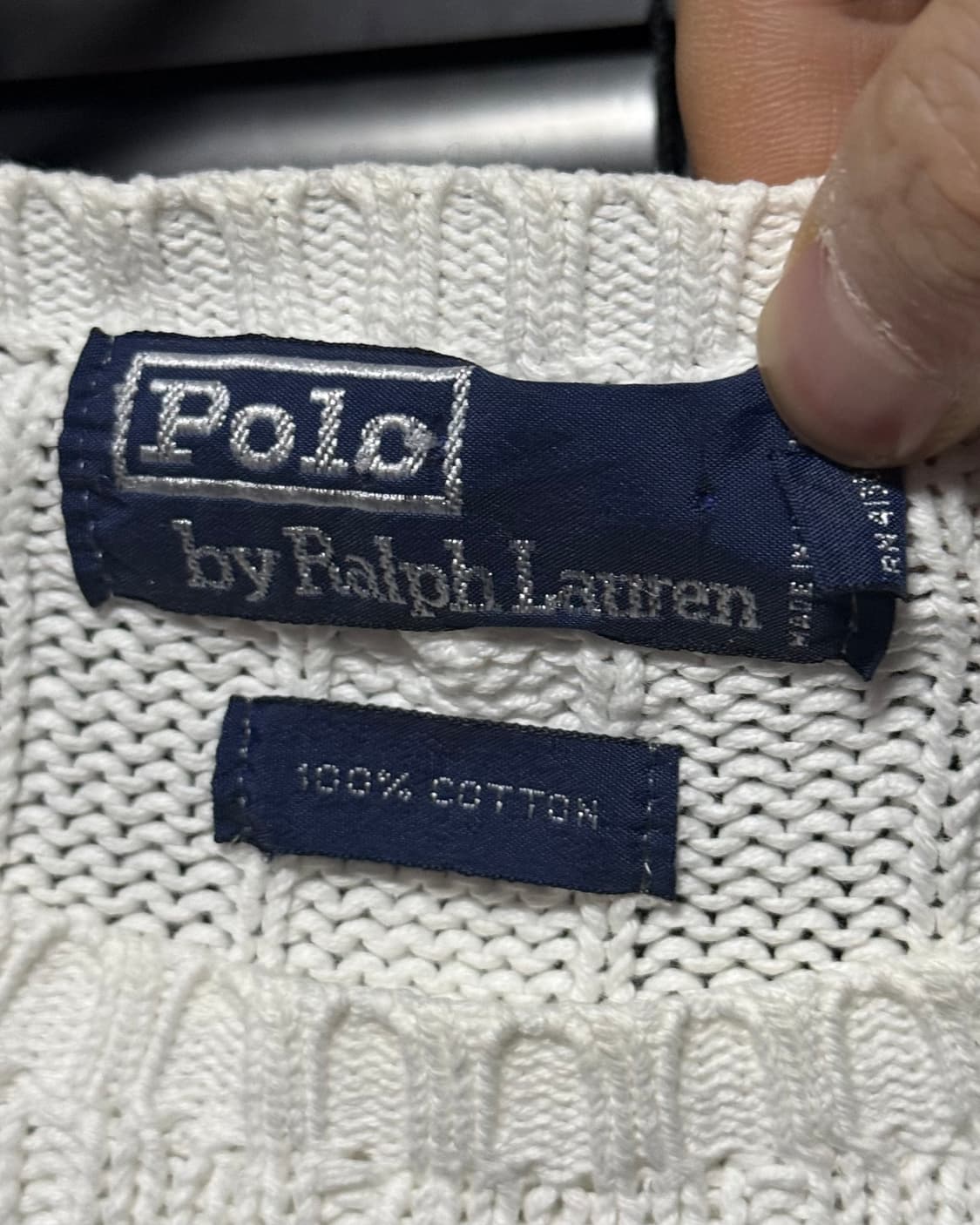 폴로 랄프로렌 꽈배기 니트 스웨터 L 100 화이트 프레피 클래식 오버핏 상품이미지6