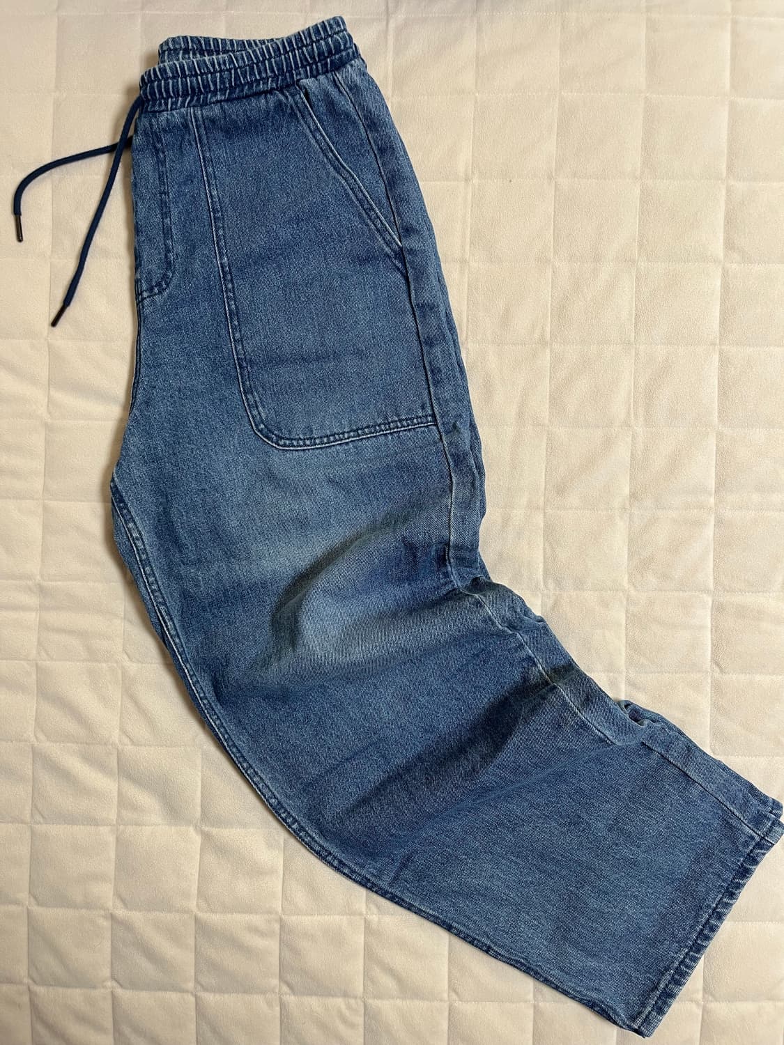 [28] 슬로우보이 와이드핏 퍼티그 밴디드 데님 팬츠 상품이미지1