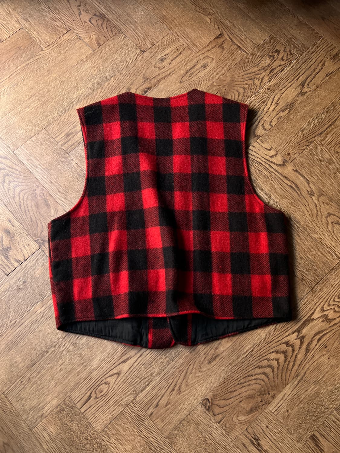 [L]PARAGRAFF USA 빈티지 레드 버팔로 체크 울 베스트 상품이미지6