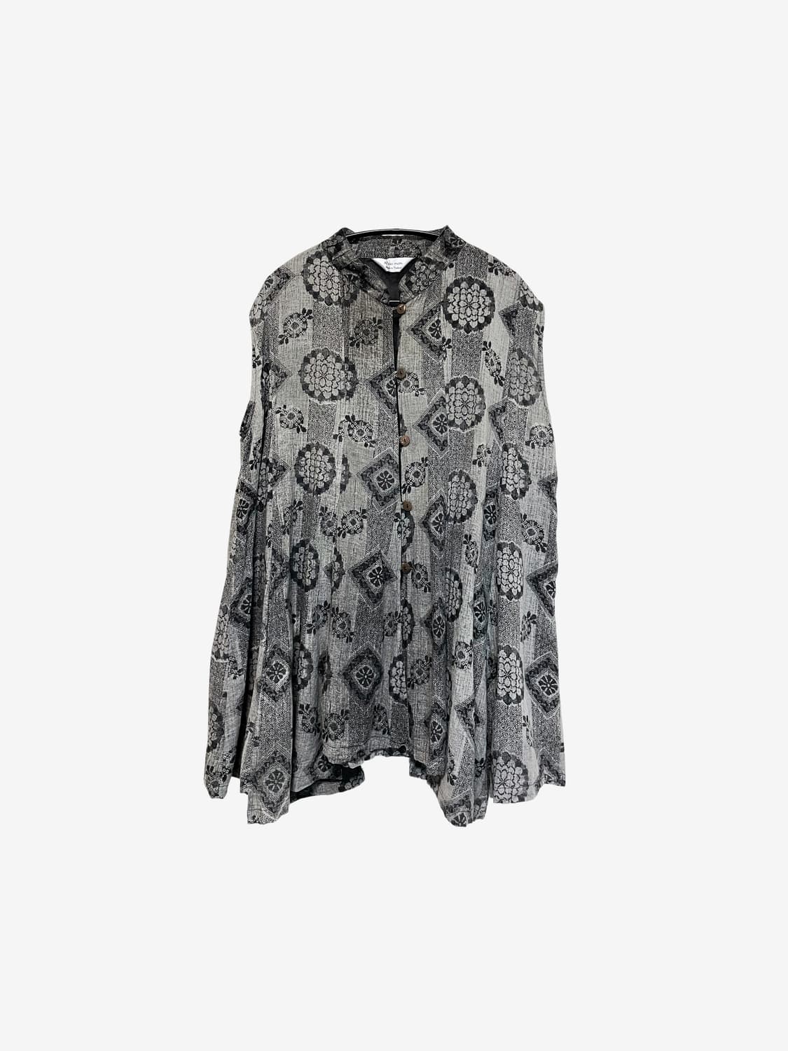 Oriental Stand Collar Long Shirt - Brown 상품이미지3