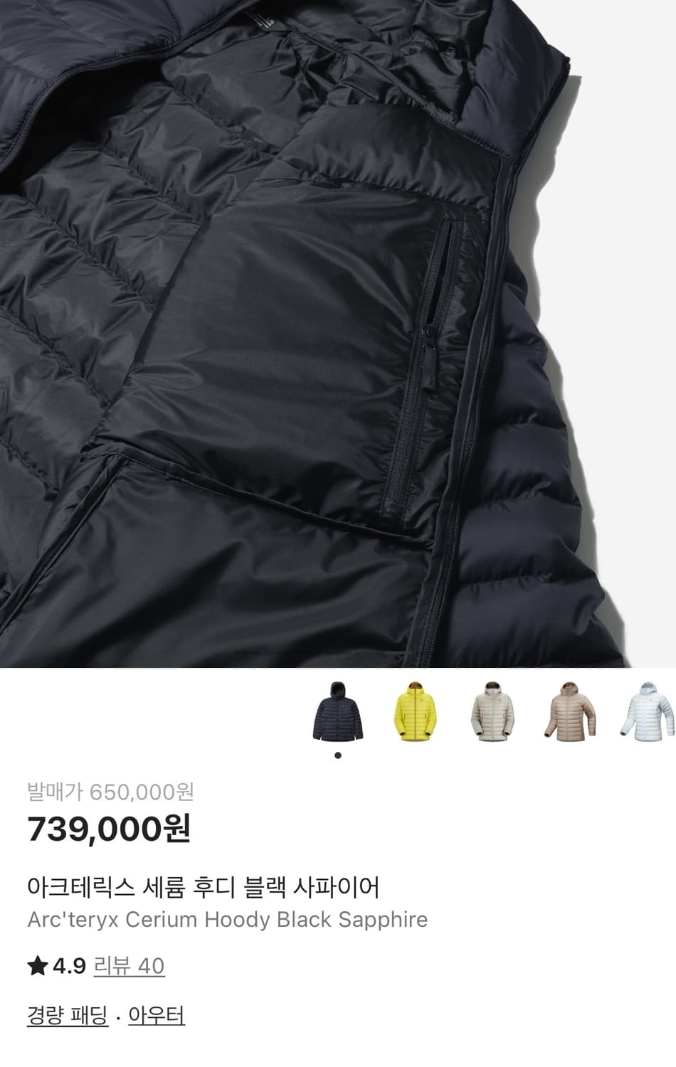 아크테릭스 세륨 후디 패딩 상품이미지5