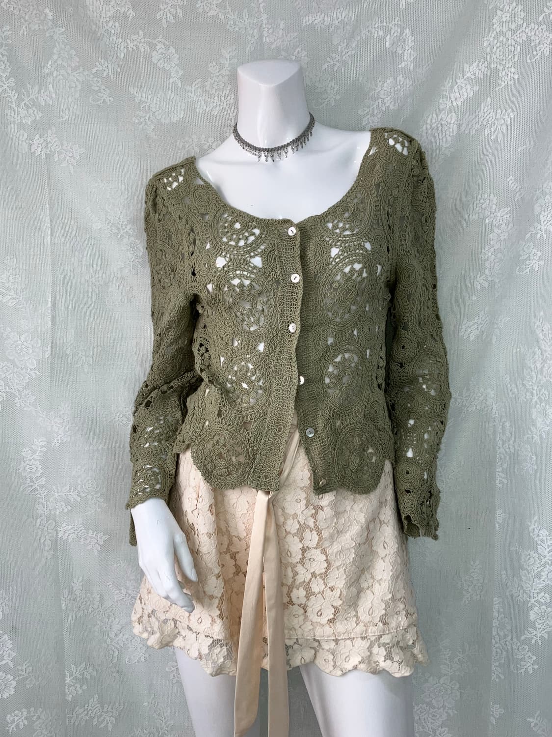 빈티지 민트 크로셰 볼레로 가디건 1119 모리걸 y2k 스트릿 갸루 펑 상품이미지1