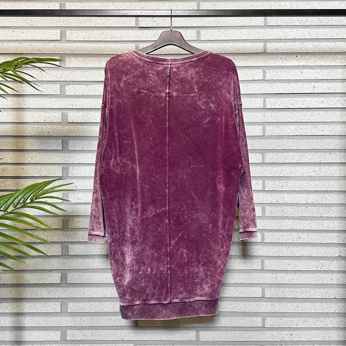 DIESEL 디젤 벨벳 미니 원피스 브이넥 캥거루 포켓 디테일 핑크 상품이미지3