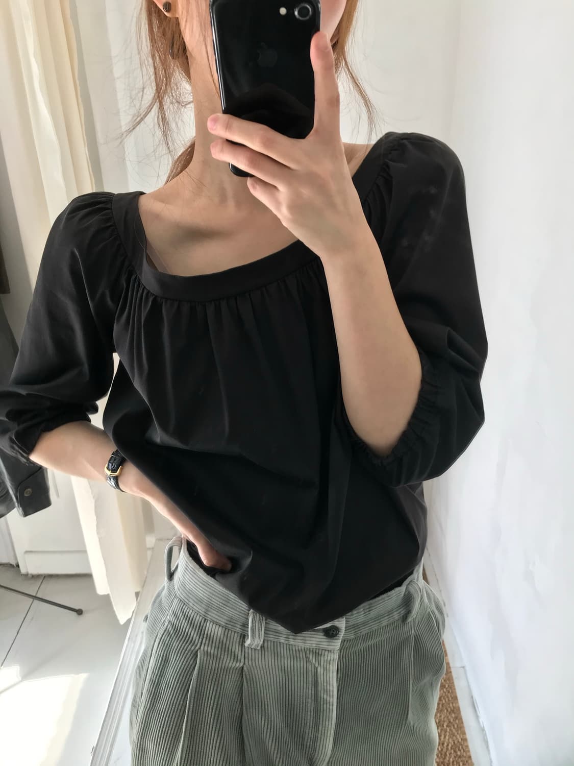 black simple blouse 상품이미지7