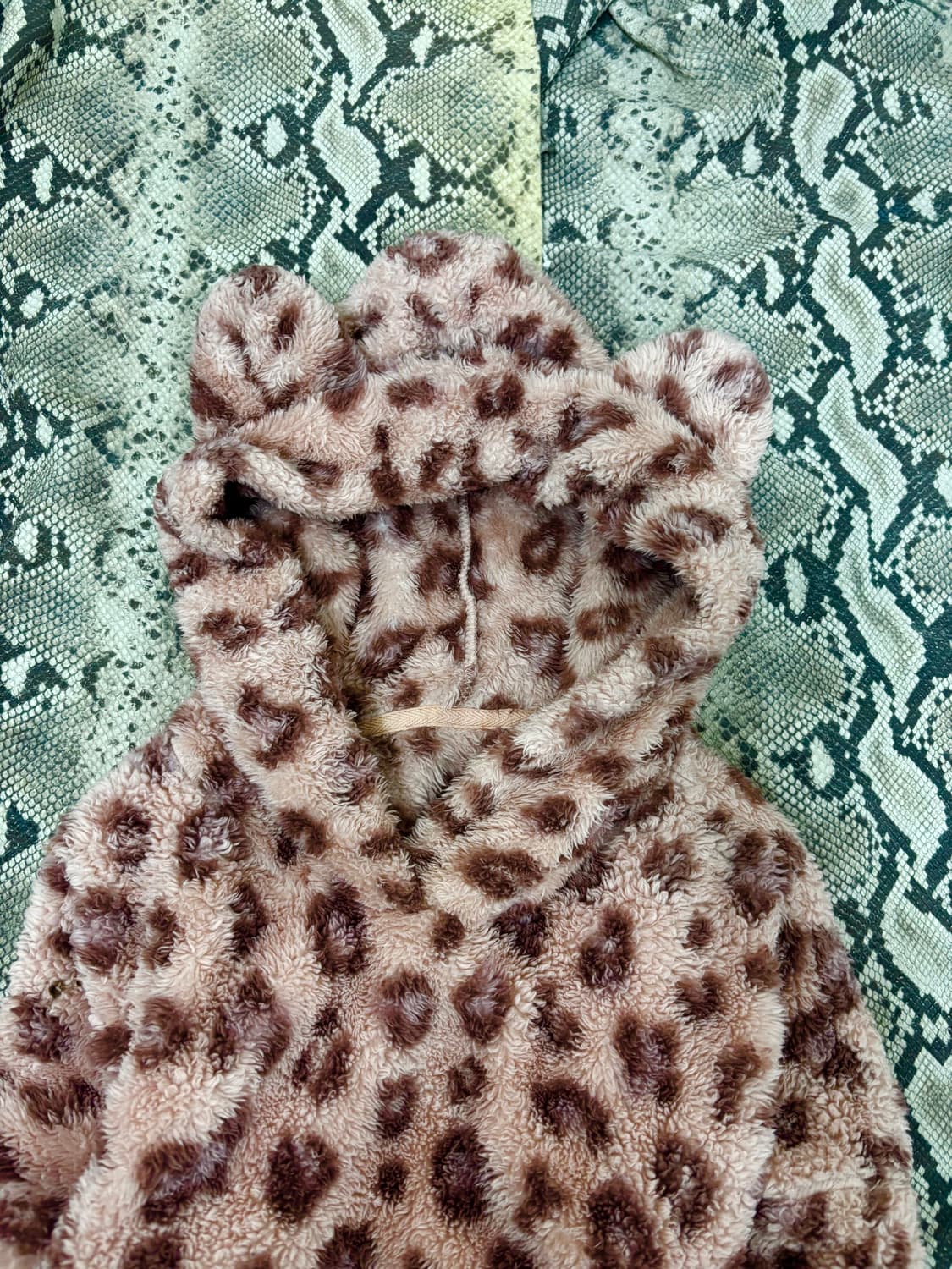 [GAL]Pink Leopard Ears Detail Fleece Hoo 상품이미지7