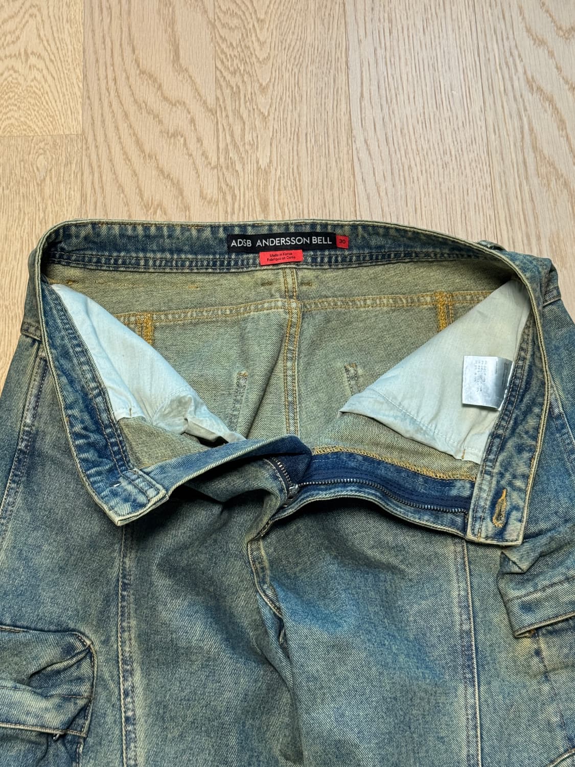 [30] 앤더슨벨 카고 코티드 와이드 레그 진 아미 그린 상품이미지4