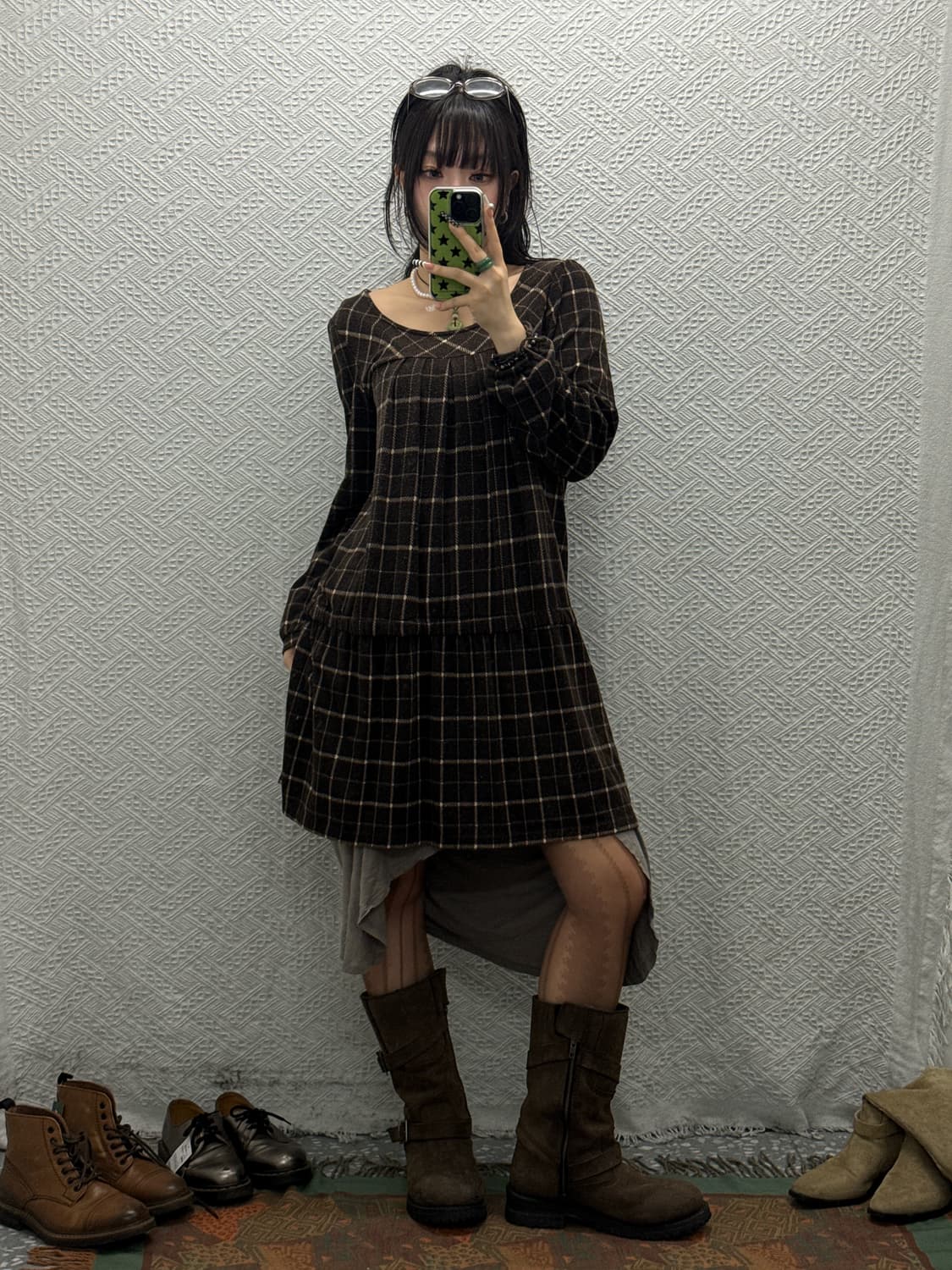 빈티지 초코브라우니 러블리 모리걸 체크 베이비돌 원피스 K0045 상품이미지2