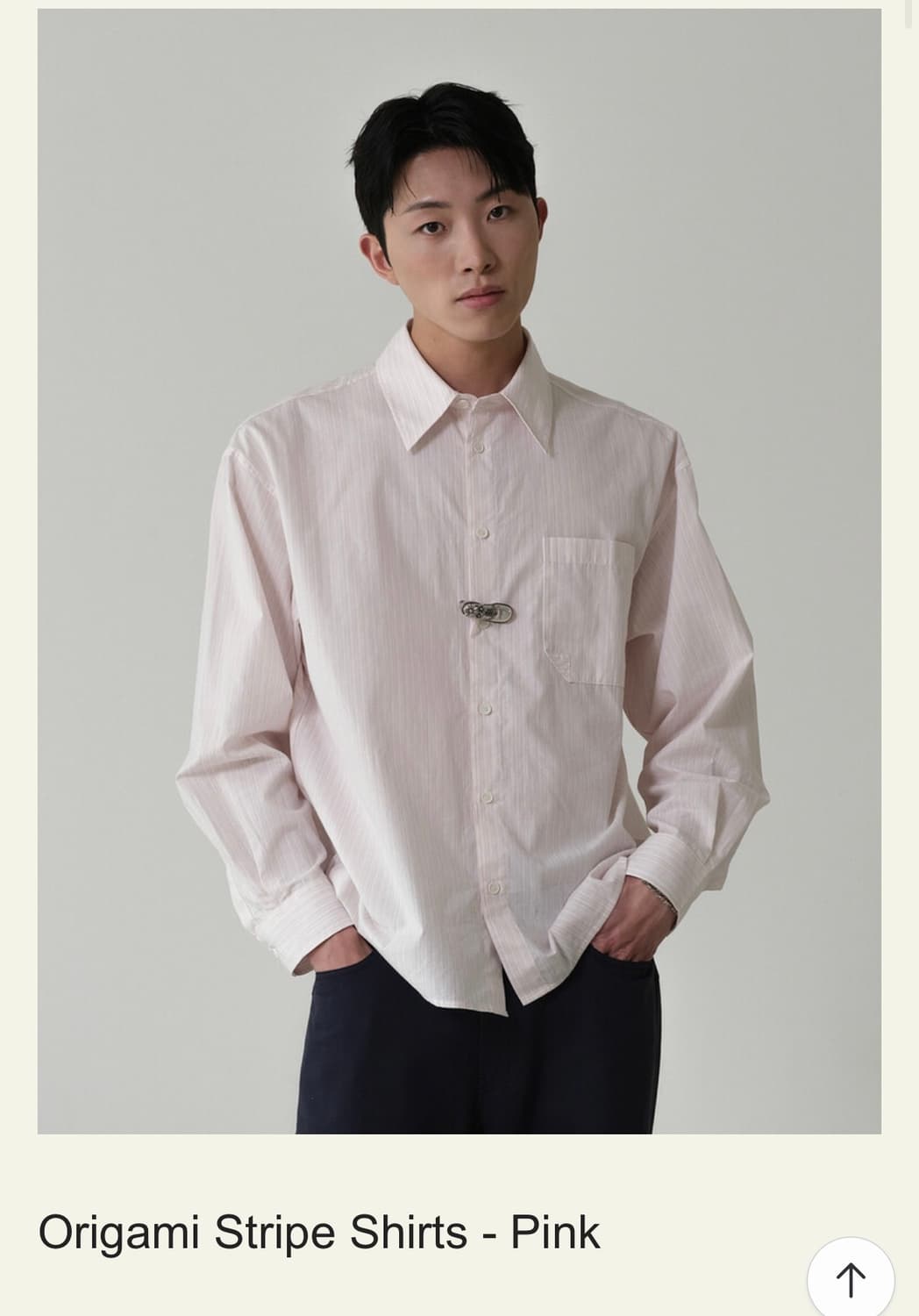 [3] WAVINESS 오리가미 스트라이프 셔츠 핑크 상품이미지1