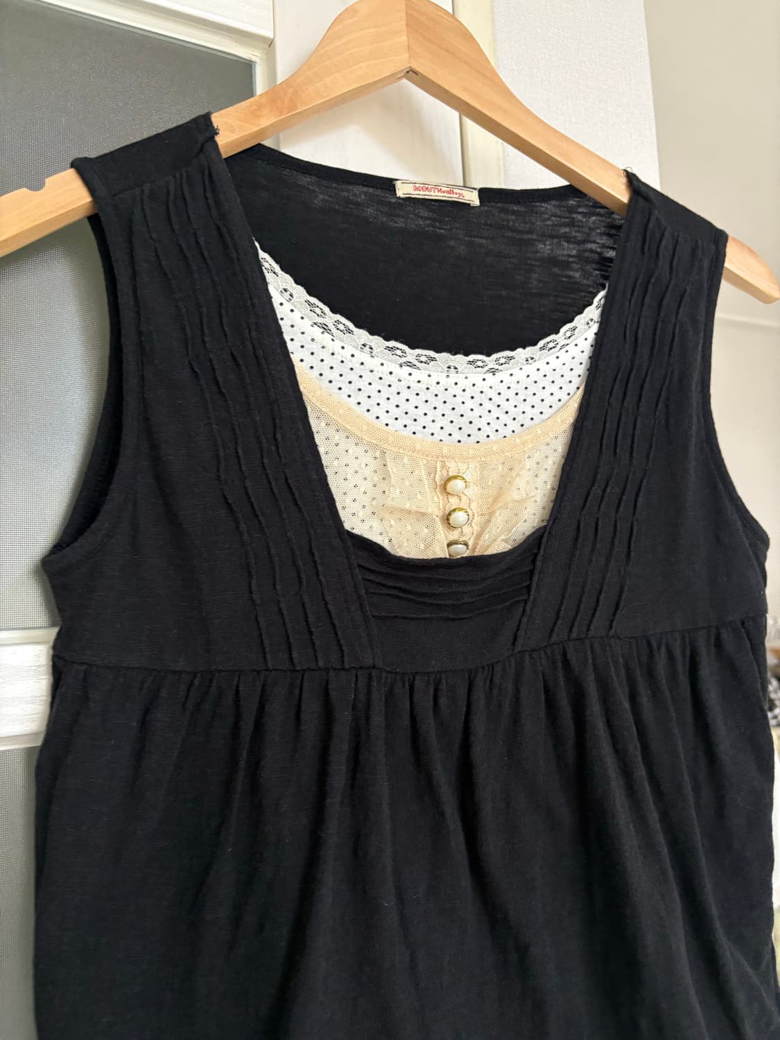 블랙 도트 레이스 레이어드 슬리브리스 상품이미지2