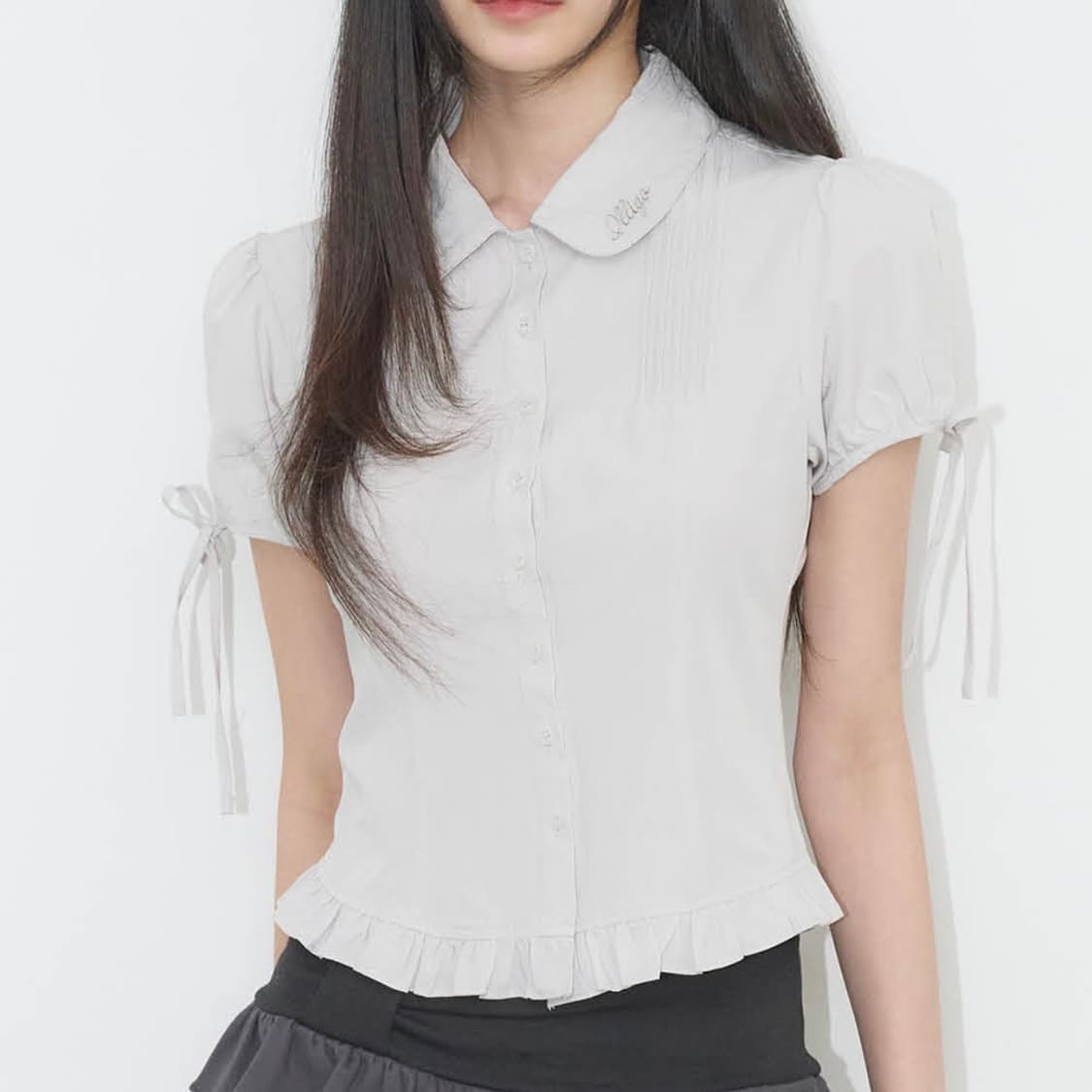 일리고 세라 퍼프 블라우스 그레이 상품이미지3
