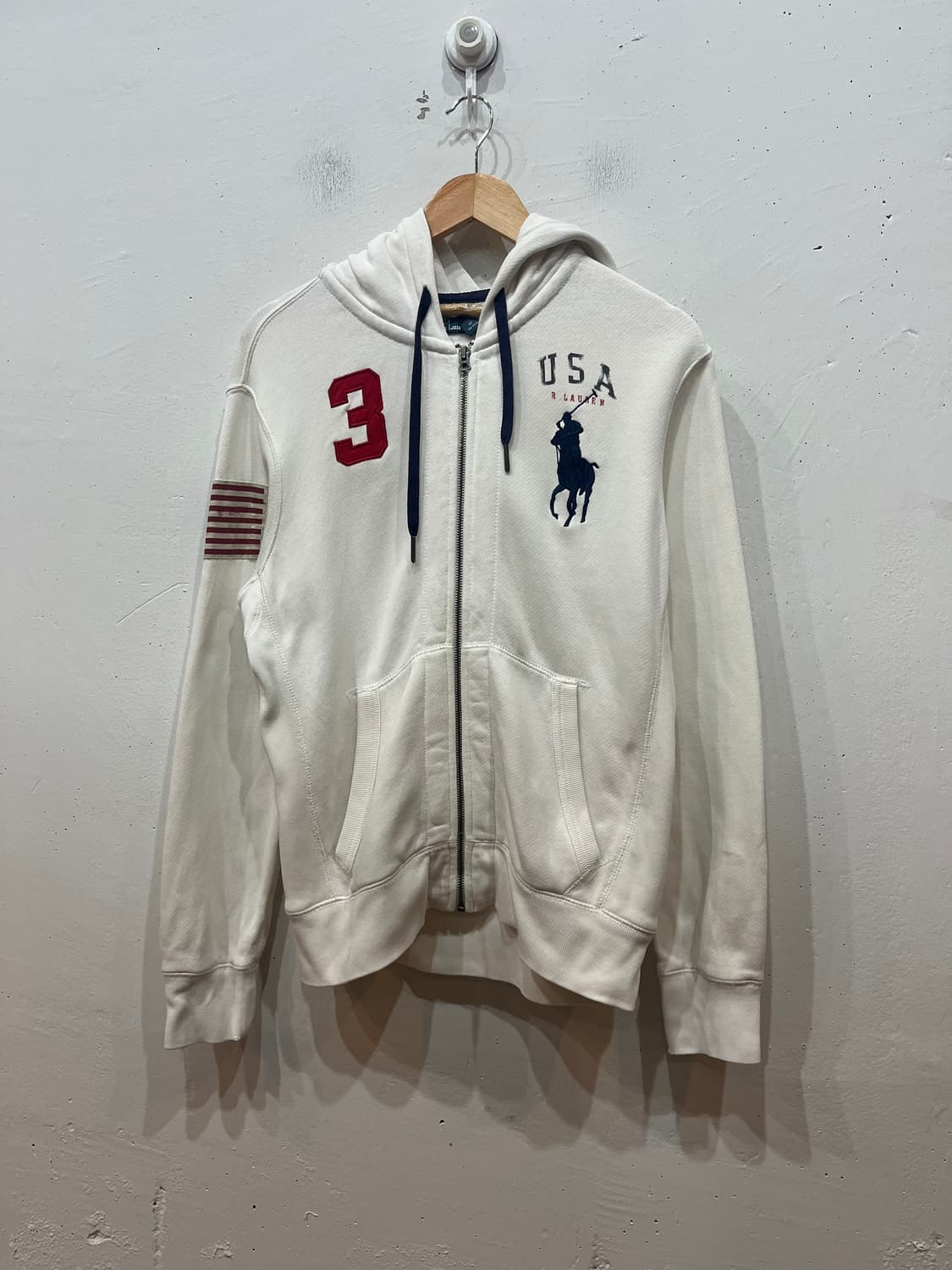 폴로랄프로렌 빅포니 성조기 USA 화이트 후드집업 M 상품이미지1