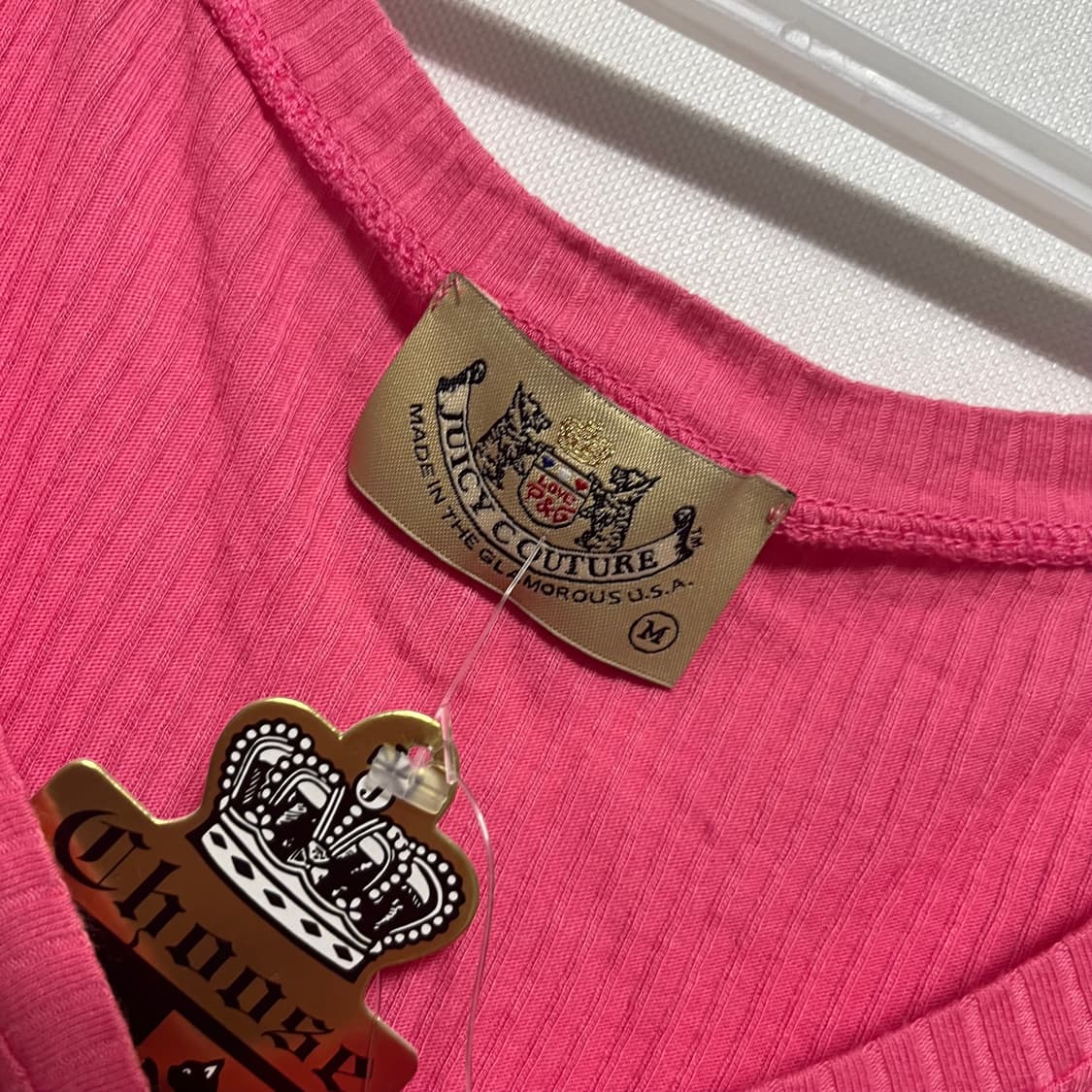 쥬시꾸뛰르 핑크 골지 반팔티셔츠 m 상품이미지2