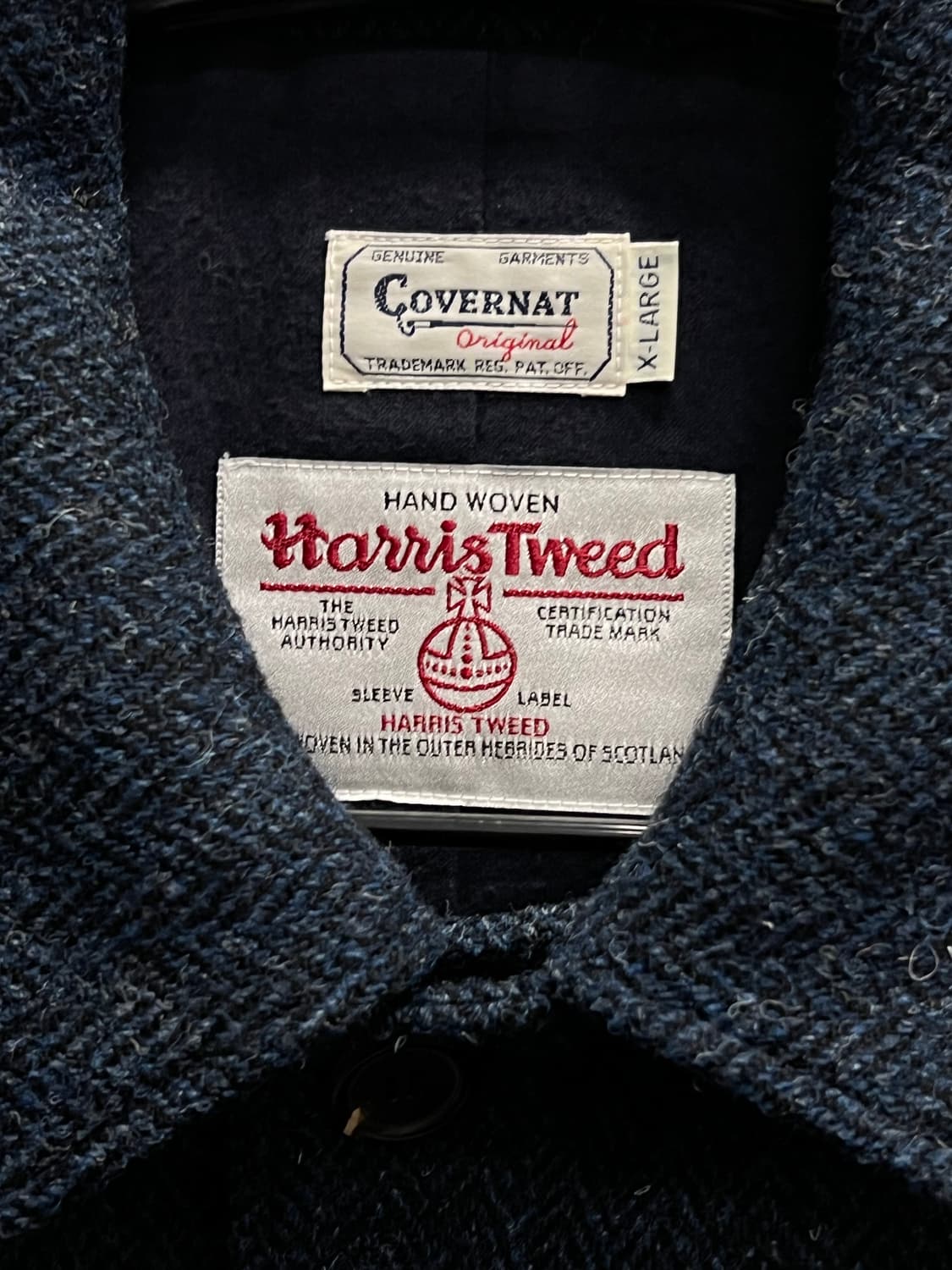 커버낫 해리스트위드 해링본 체스터필드 코트 네이비 상품이미지4