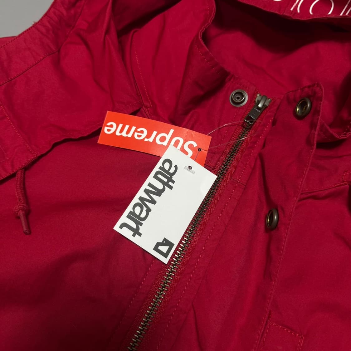 슈프림 19ss week10 레드컬러 코튼 히든 후디 하이랜드 자켓 상품이미지4