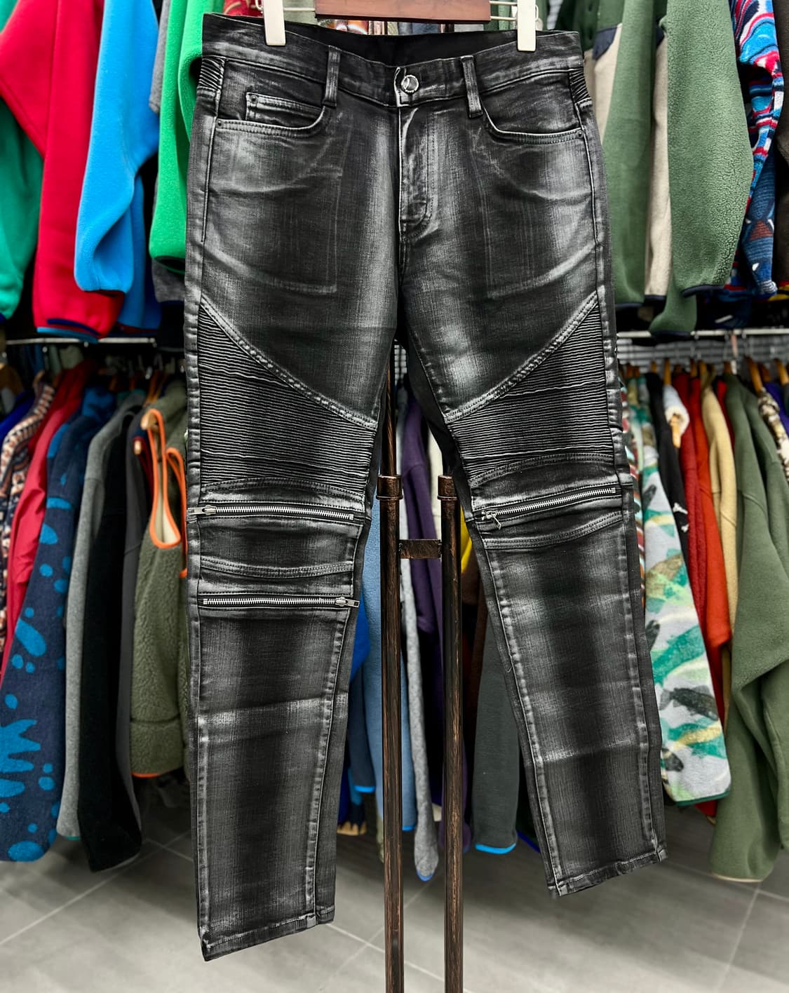 지퍼포인트 워싱 바이커진  상품이미지1