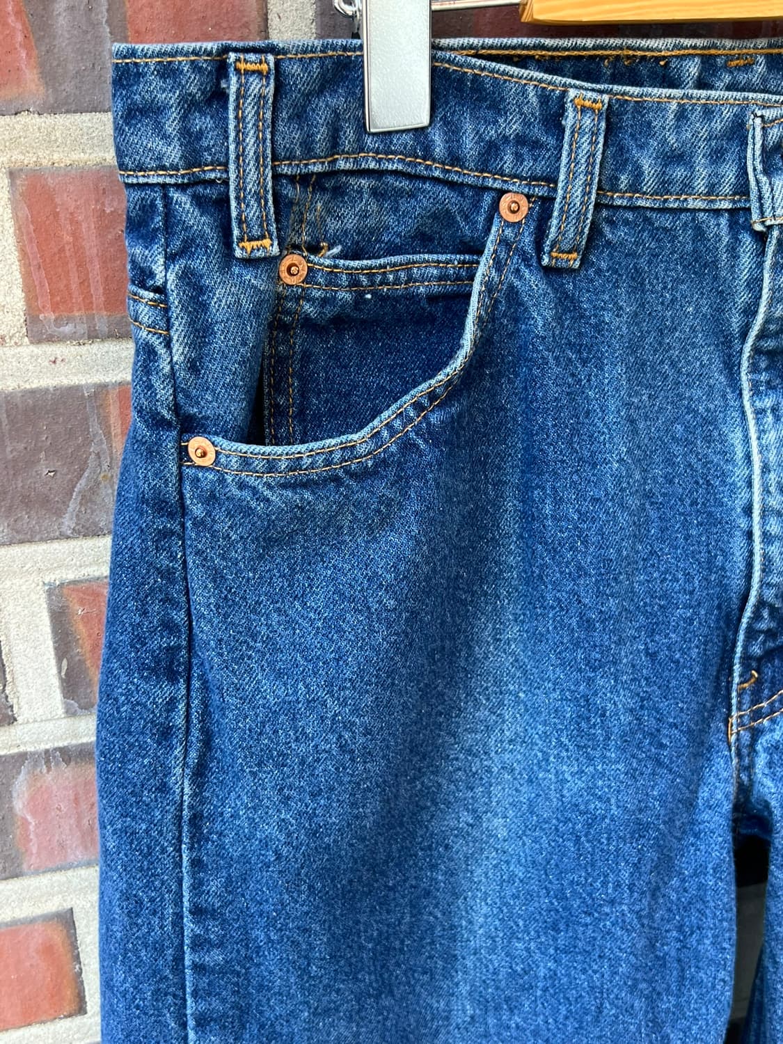 90's [34x30] 리바이스 505 오렌지탭 블루 데님 팬츠 상품이미지3