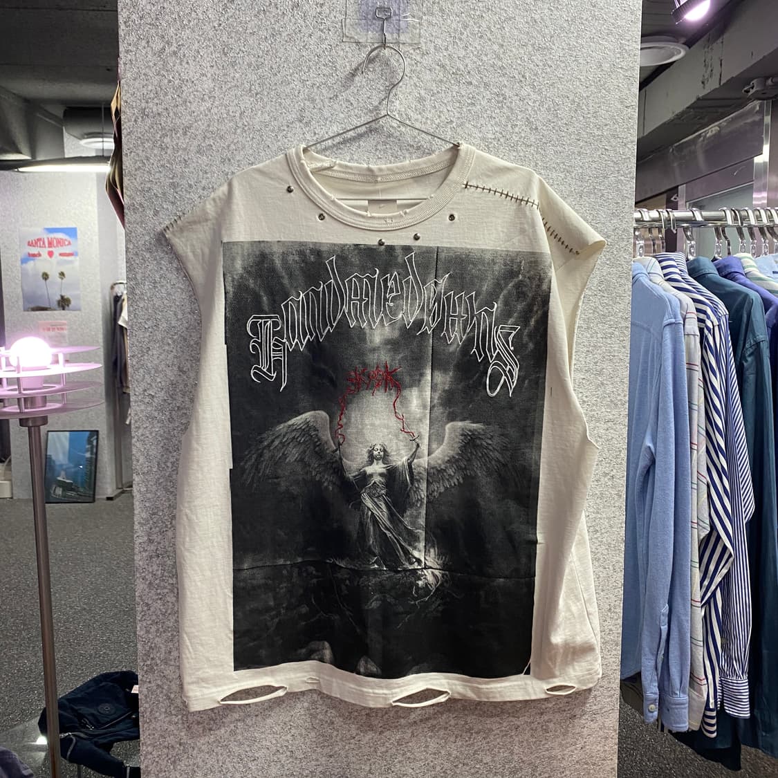 jpn 빈티지 웨이스트리스 워시드 탱크 y2k 민소매 탑 B4523  상품이미지2