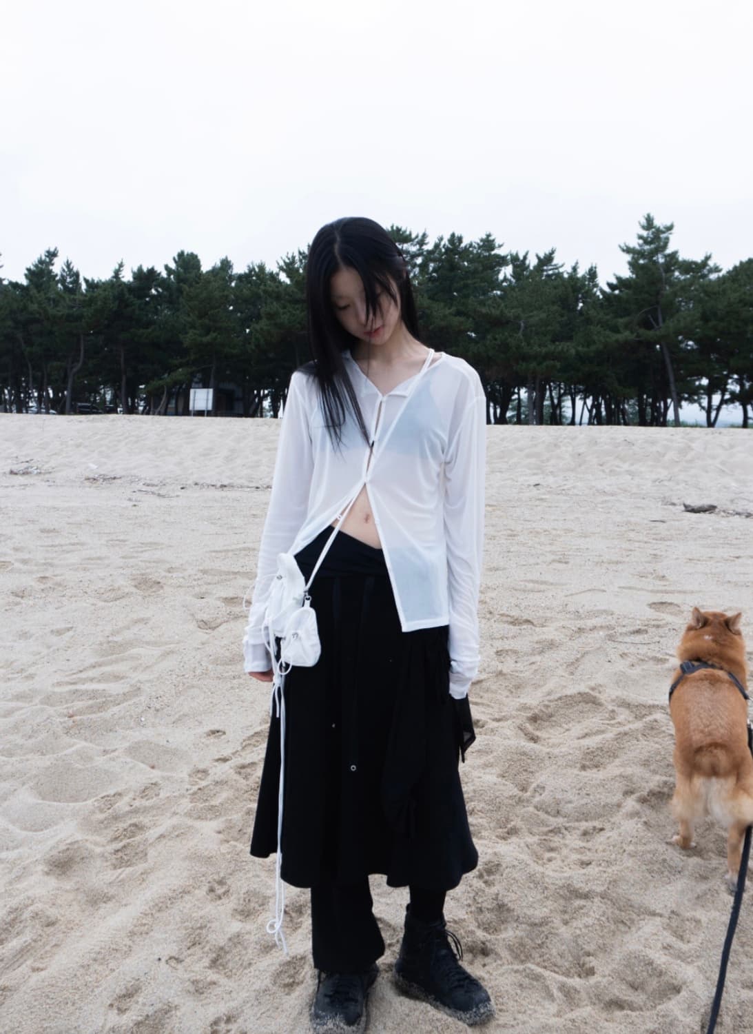 WRINKLE MESH CARDIGAN WHITE 상품이미지2