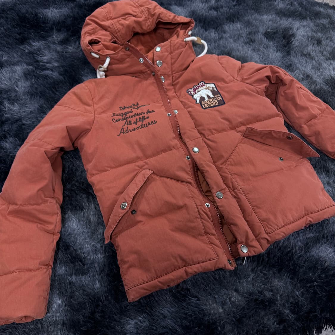 투티/0092 jeep 오렌지 브라운 후드 패딩  상품이미지3