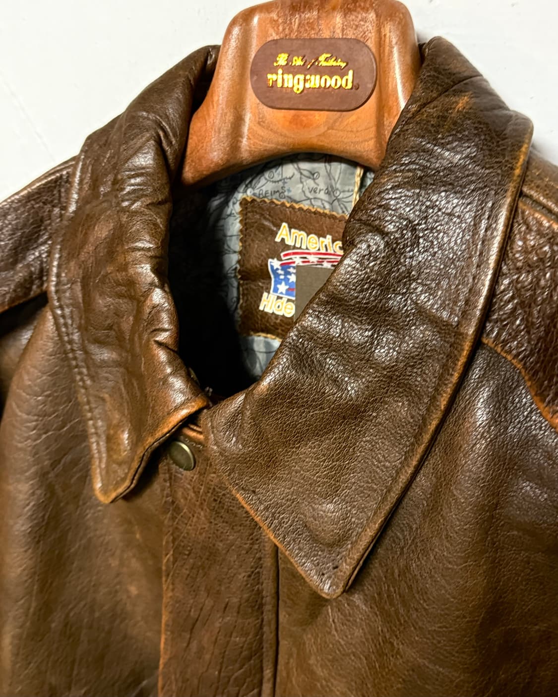 아메리칸 하이드& 레더 레더 봄버 자켓 XL 상품이미지2