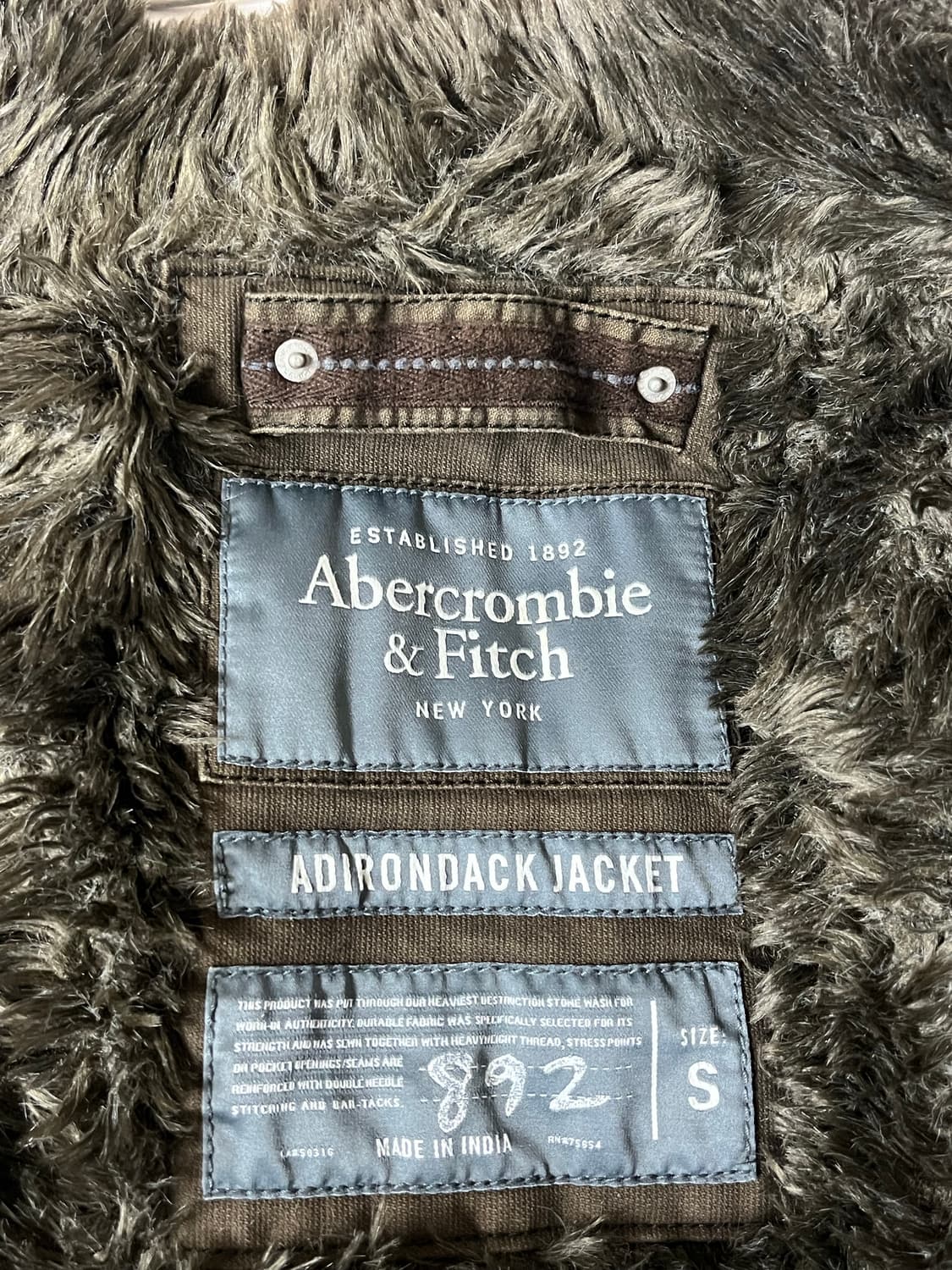 S) 아베크롬비 아디론덱 퍼 안감 자켓 카키브라운 상품이미지5