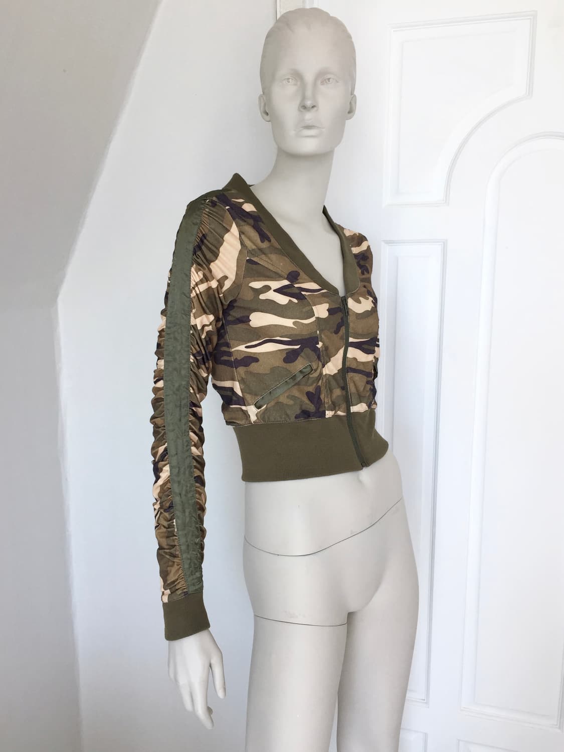 Vitage camouflage Shirring Zip-up 상품이미지4