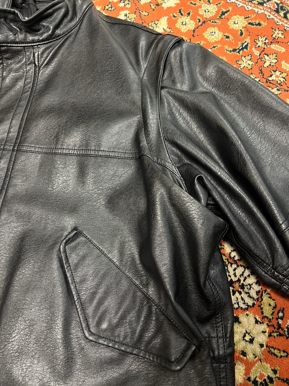 [M] 프릭스스토어 비건레더 하이넥 블루종 가죽자켓 상품이미지5