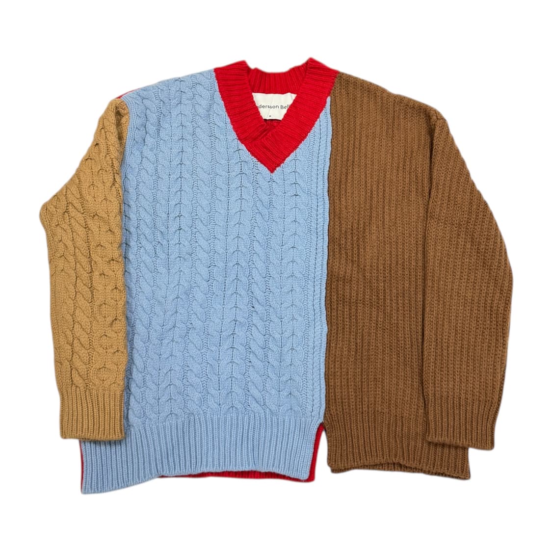 앤더슨벨 오버사이즈드 컬러블록 울 블렌드 스웨터 브이넥 니트 M 상품이미지1